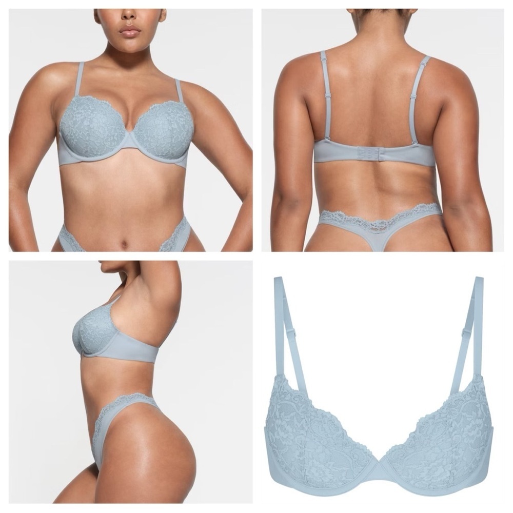 SKIMS Light Blue Lace Underwire Bra